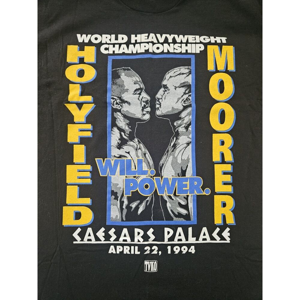 Vtg 90s Evander Holyfield Vs Michael Moorer Promo T-Shirt 1994 Boxing Mens L